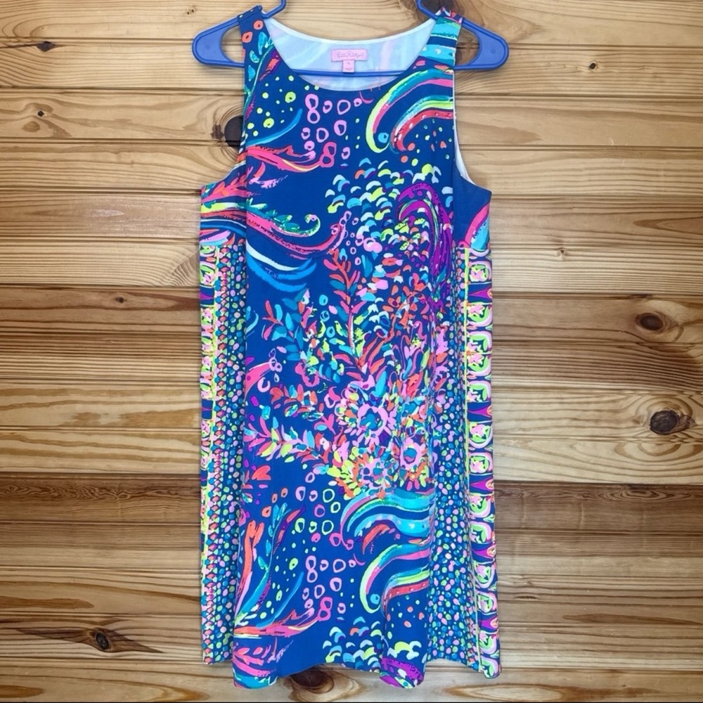 HTF Lilly Pulitzer Jackie Silk Shift Dress Multi Beach Loot engineered Small